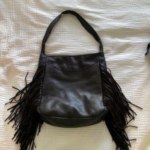 Margot leather purse with fringe.